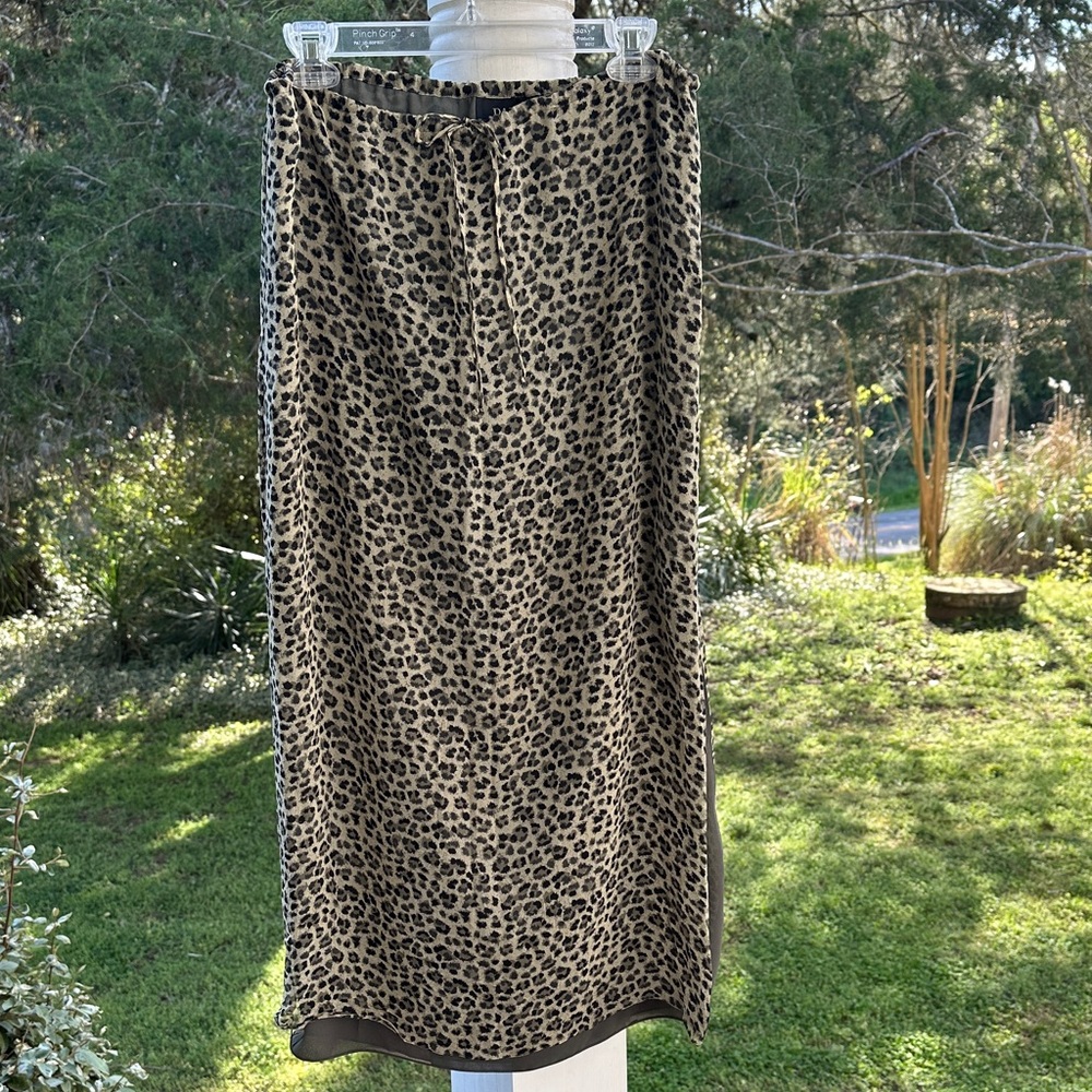 Dana Buchman Leopard-Print Midi Skirt in Beige and Black